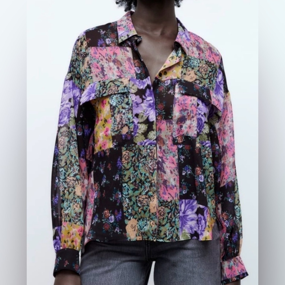 Zara The Amelie floral tie back top, XXL